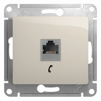 Розетка телефонная RJ11, Молочный, Glossa SE GSL000981T
