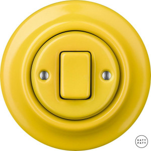 Выключатель кнопочный 1 кл., ярко-желтый глянцевый, Katy Paty NILUGW1 