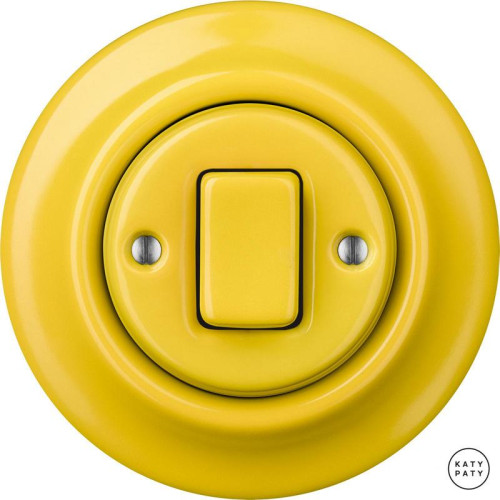Выключатель кнопочный 1 кл., ярко-желтый глянцевый, Katy Paty NILUGW1 