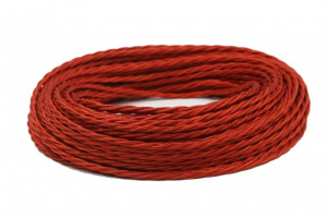 Ретро кабель витой 2x1,5 красный шелк (бухта 50 м.), Interior Wire ПРВ2150-КРШ