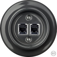 Розетка комп. фарфоровая RJ45 cat.6е, графит глянцевый, Katy Paty CRGsCat6 