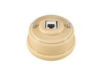 Розетка комп. RJ45 cat.6, керамика, песочный sabbioso, серебристая фурнитура, Leanza РК6ПС