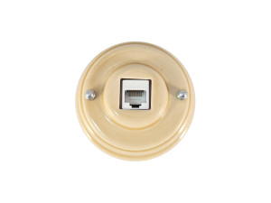 Розетка комп. RJ45 cat.6, керамика, Песочный Sabbioso, серебристая фурнитура, Leanza РК6ПС