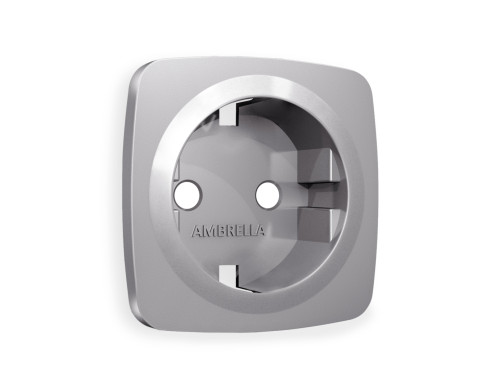 Лицевая панель розетки с З/К, Сталь матовый, OMEGA Quant Ambrella Volt OP5060