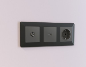 Лицевая панель розетки HDMI, Графит Мягкое касание, ALFA Quant Ambrella Volt AP9140