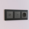 Лицевая панель розетки HDMI, Графит Мягкое касание, ALFA Quant Ambrella Volt AP9140