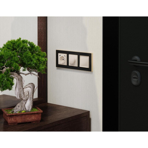 Лицевая панель терморегулятора теплого пола механического, Бежевый глянец, ALFA Quant Ambrella Volt AP3057