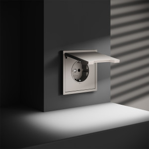 Розетка с З/К, шторками и крышкой, Кашемир, S70 Voltum VLS040303