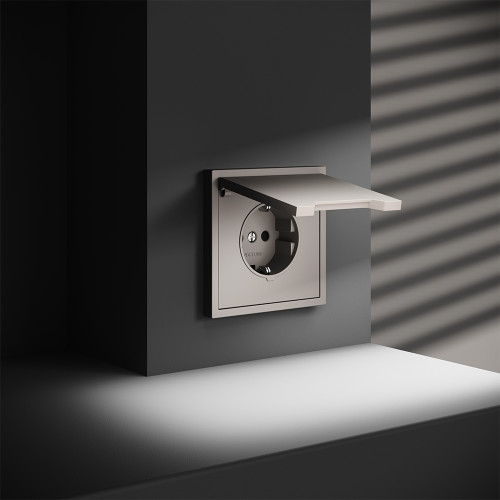 Розетка с З/К, шторками и крышкой, Кашемир, S70 Voltum VLS040303