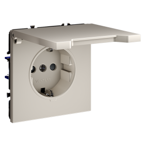 Розетка с З/К, шторками и крышкой, Кашемир, S70 Voltum VLS040303