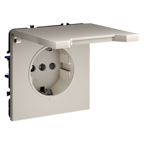 Розетка с З/К, шторками и крышкой, Кашемир, S70 Voltum VLS040303