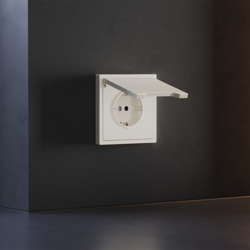 Лицевая панель для розетки с З/К, шторками и крышкой, Хлопок, S70 Voltum VLS000813