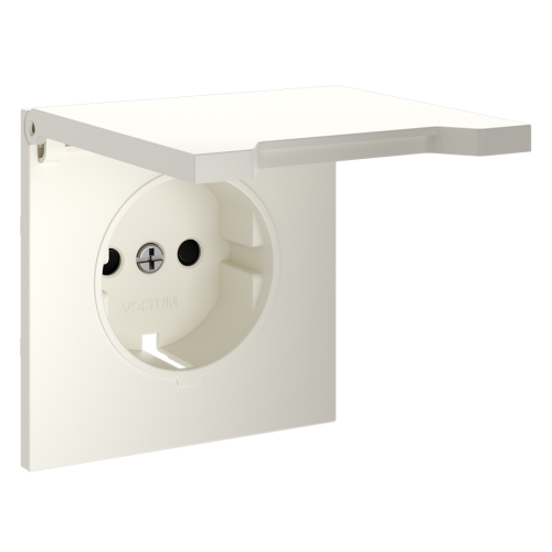 Лицевая панель для розетки с З/К, шторками и крышкой, Хлопок, S70 Voltum VLS000813