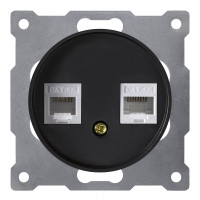 Розетка компьютерная 2-я RJ45 Cat. 5e, Черный, OneKeyElectro 1E20901303