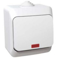 Выключатель 1 кл. с подсветкой 10А 250В, IP44, Белый, Этюд SE BA10-045B