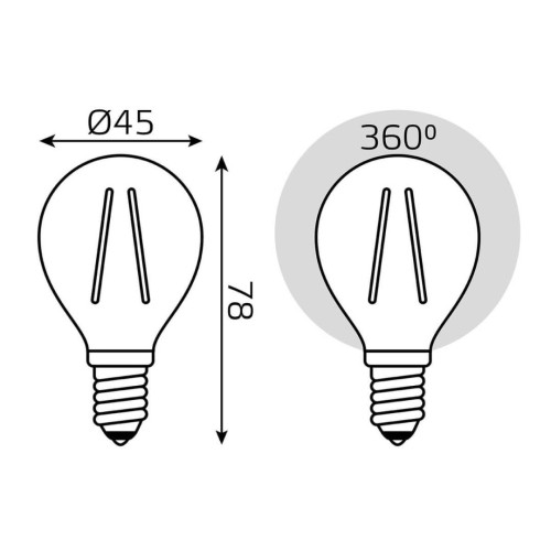 Лампа светодиодная филаментная диммируемая Gauss E14 7W 4100K прозрачная 105801207-S