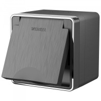 Розетка с З/К с крышкой, герметичная IP44, Графит рифленый, Gallant Werkel W5071204