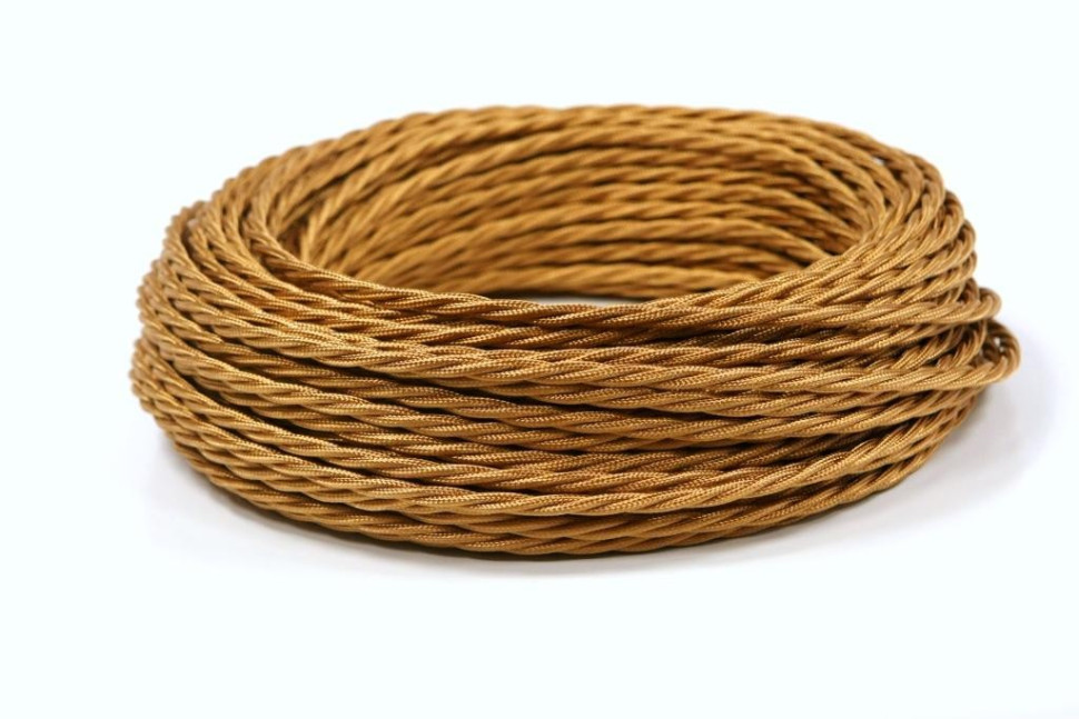 Ретро кабель витой 2x1,5 Медный шелк, Interior Wire ПРВ2150-МДШ  (1 метр)