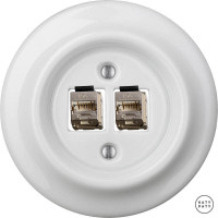 Розетка комп. фарфоровая RJ45 cat.6е, белый глянцевый, Katy Paty ALGsCat6a 