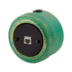 Розетка компьютерная RJ45 Cat.5E из металла, Зелёная патина/Чёрный Vintage М1-27-28bl