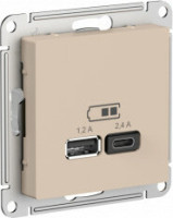 Розетка USB для зарядки A+C, Песочный, AtlasDesign SE ATN001239