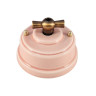 Выключатель керамика 1кл. проходной (2 положения), розовый rosa, ручка бронза, Leanza ВППДБ