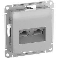 Розетка компьютерная 2-я RJ45 Cat. 6e, Алюминий, AtlasDesign SE ATN000388