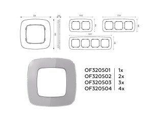 Рамка 2 местная стекло органическое, Сталь, OMEGA Radian Ambrella Volt OF320502