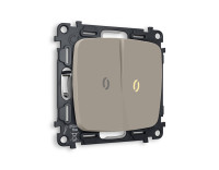 Выключатель 2 кл. с/подсв. (3200K), Серо-бежевый матовый, OMEGA Quant Ambrella Volt MO364010