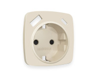 Лицевая панель розетки с З/К и USB зарядкой А+С с шторками, Бежевый матовый, OMEGA Quant Ambrella Volt OP3300