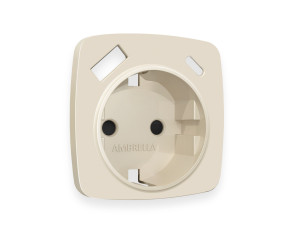 Лицевая панель розетки с З/К и USB зарядкой А+С с шторками, Бежевый матовый, OMEGA Quant Ambrella Volt OP3300