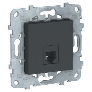 Розетка телефонная RJ11, Антрацит, Unica New Schneider NU549254
