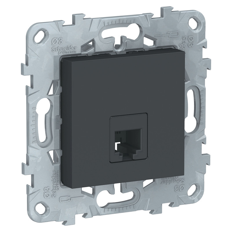 Розетка телефонная RJ11, Антрацит, Unica New Schneider NU549254