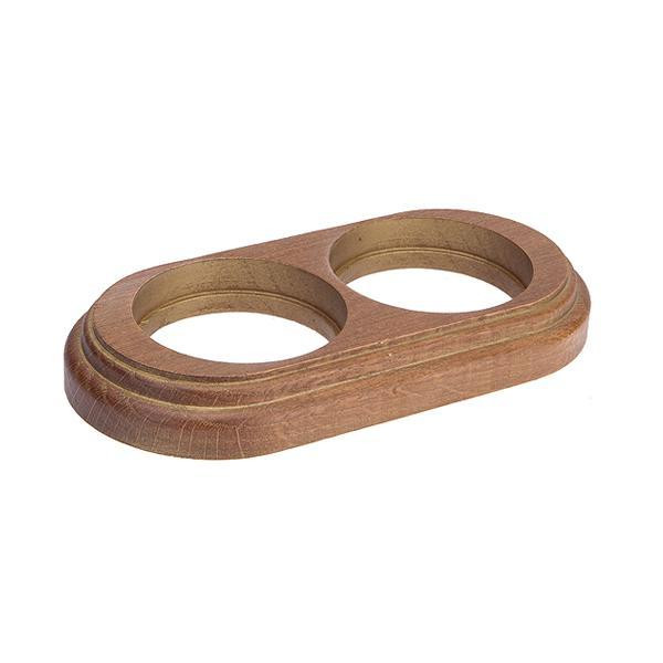 Рамка 2 местная деревянная под декор. накладку, овал, Дуб коричневый/Золот. патина, Salvador О112ДКЗ