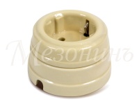 Ретро розетка фарфоровая с 3/К, слоновая кость, ТМ МезонинЪ GE70301-02