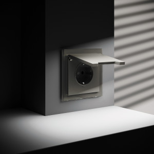 Розетка с З/К, шторками и крышкой, Шелк, S70 Voltum VLS040304