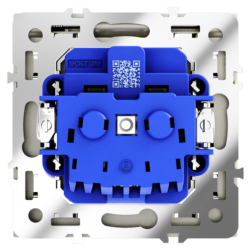 Розетка с З/К, шторками и крышкой, Шелк, S70 Voltum VLS040304