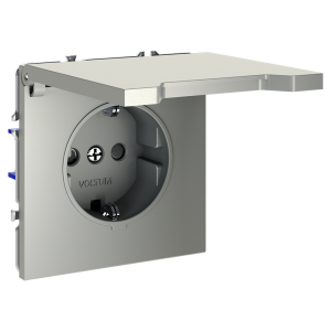 Розетка с З/К, шторками и крышкой, Шелк, S70 Voltum VLS040304