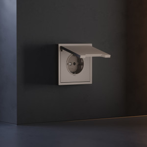 Лицевая панель для розетки с З/К, шторками и крышкой, Капучино, S70 Voltum VLS000814