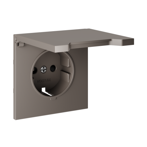 Лицевая панель для розетки с З/К, шторками и крышкой, Капучино, S70 Voltum VLS000814