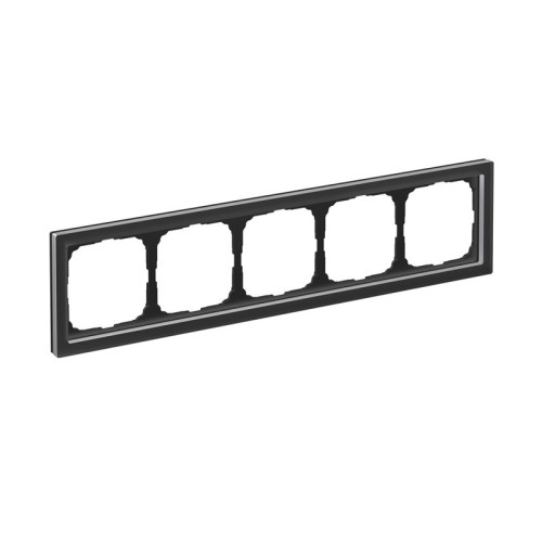 Рамка 5 местная, натуральное стекло, Черный матовый, ArtGallery SE GAL331005