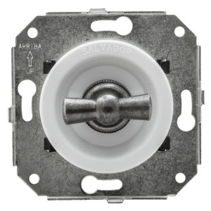 Выключатель повор. на 2 положения проходной (внутренний монт.), белый/серебро, Salvador CL11WT.SL