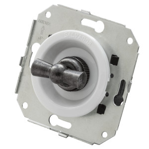 Выключатель повор. на 2 положения проходной (внутренний монт.), Белый/Серебро, Salvador CL11WT.SL