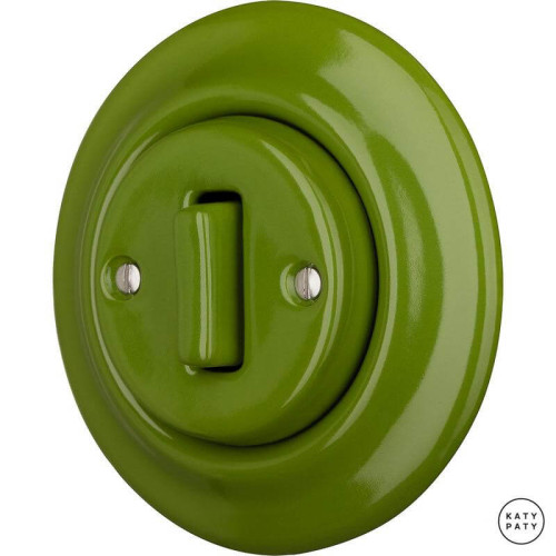Выключатель кнопочный 1 кл. проходной, ярко-зеленый глянцевый, Katy Paty NICHGSl6 