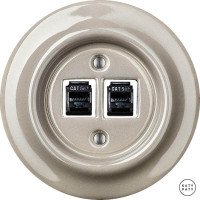 Розетка комп. фарфоровая RJ45 cat.5е, капучино глянцевый, Katy Paty LUGsCat5e 