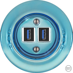 Розетка USB для зарядки, голубой металлик, Katy Paty PECAGsUSBb 