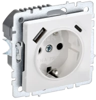 Розетка с З/К и USB зарядкой, тип А+C, Белый, Brite IEK BR-R14-16-U22-018-K01