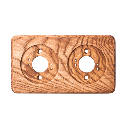 Рамка 2 местная деревянная на бревно D240 мм, ясень в масле, DecoWood ОМРкв2М-240
