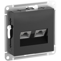 Розетка компьютерная 2-я RJ45 Cat. 6e, Карбон, AtlasDesign SE ATN001088