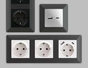 Рамка 2 местная пластик, Графит Мягкое касание, ALFA Line Ambrella Volt AF110802